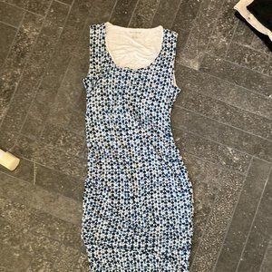 Pea in a Pod blue and white maternity dress, body con, medium